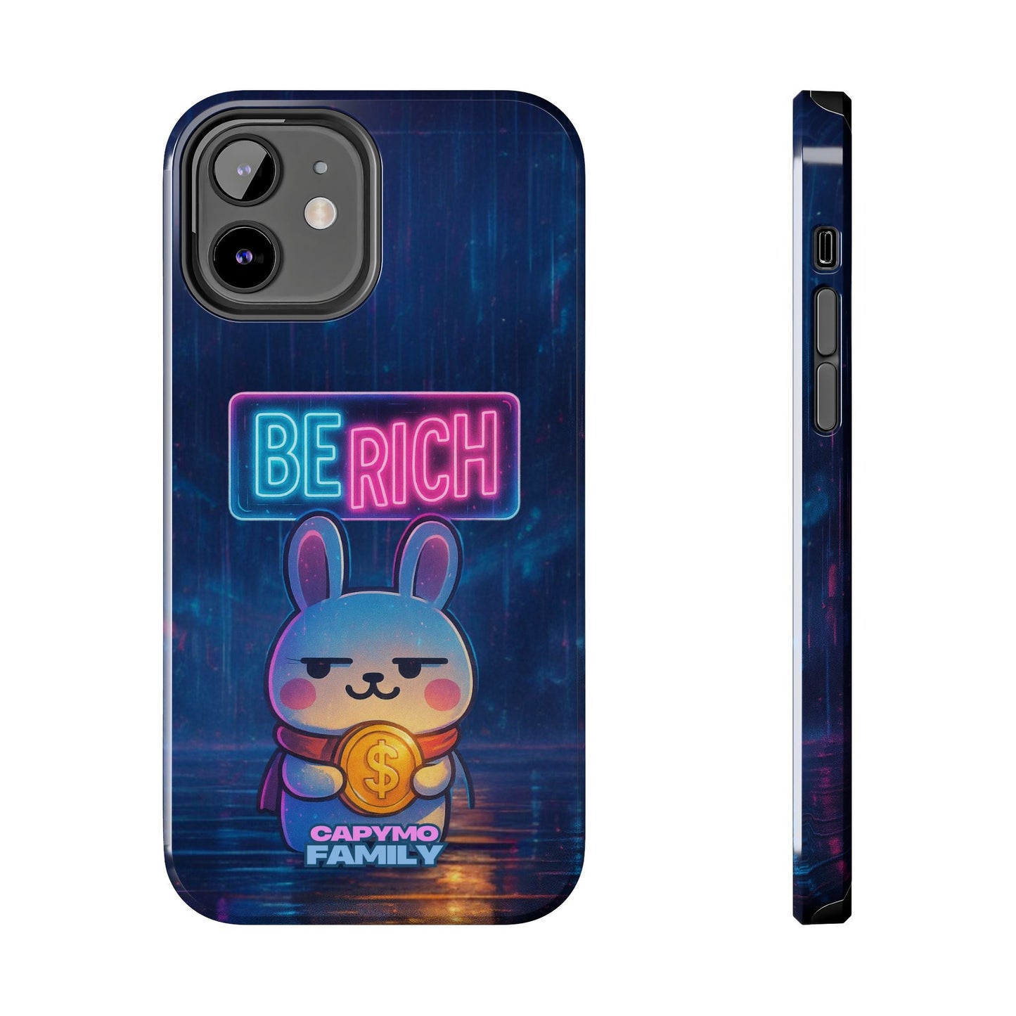 Capymo Family Lucky Cute Cartoon Bunny Tough Phone Case – “Be Rich” Bunny "Toto" Phone Case - Capymo Family