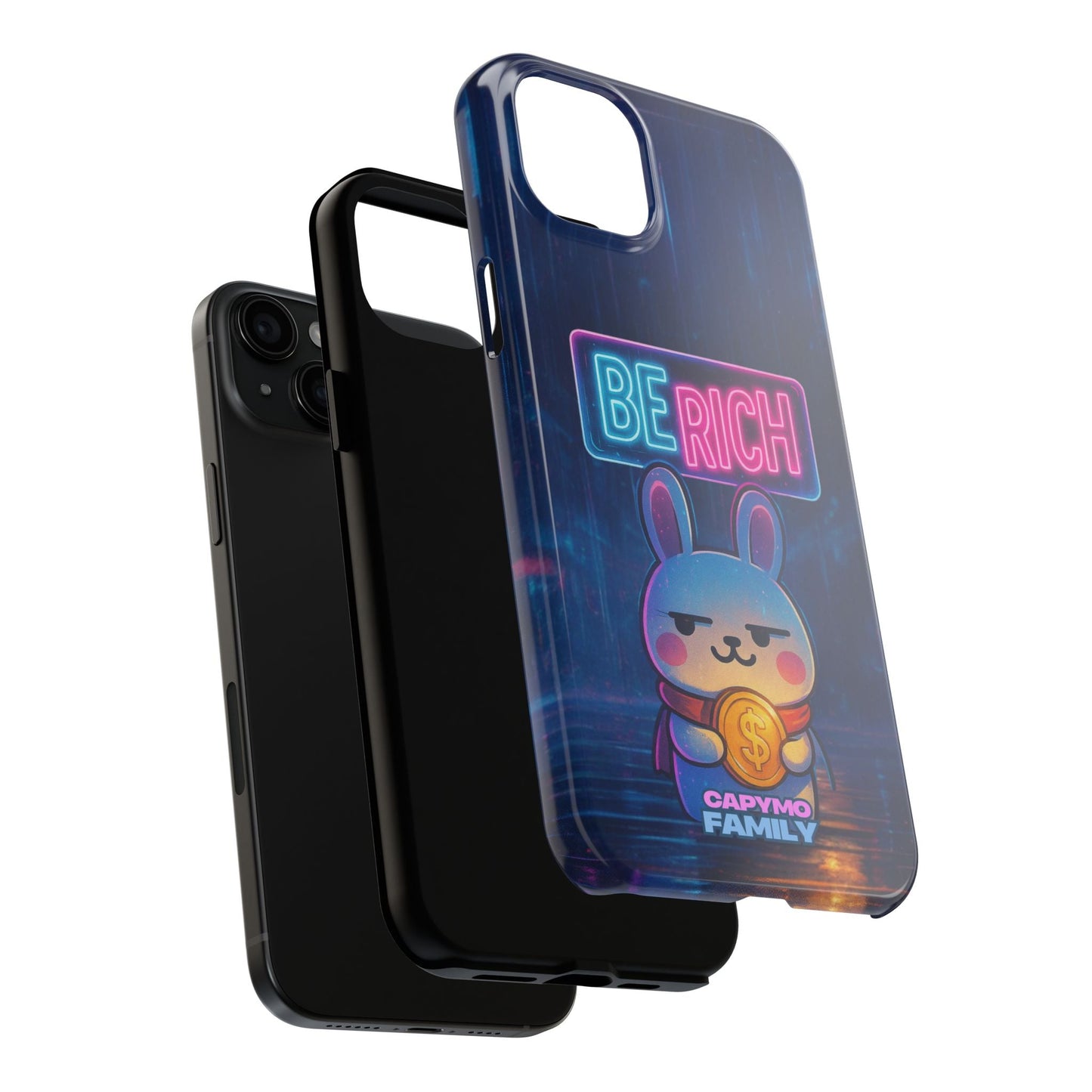 Capymo Family Lucky Cute Cartoon Bunny Tough Phone Case – “Be Rich” Bunny "Toto" Phone Case - Capymo Family