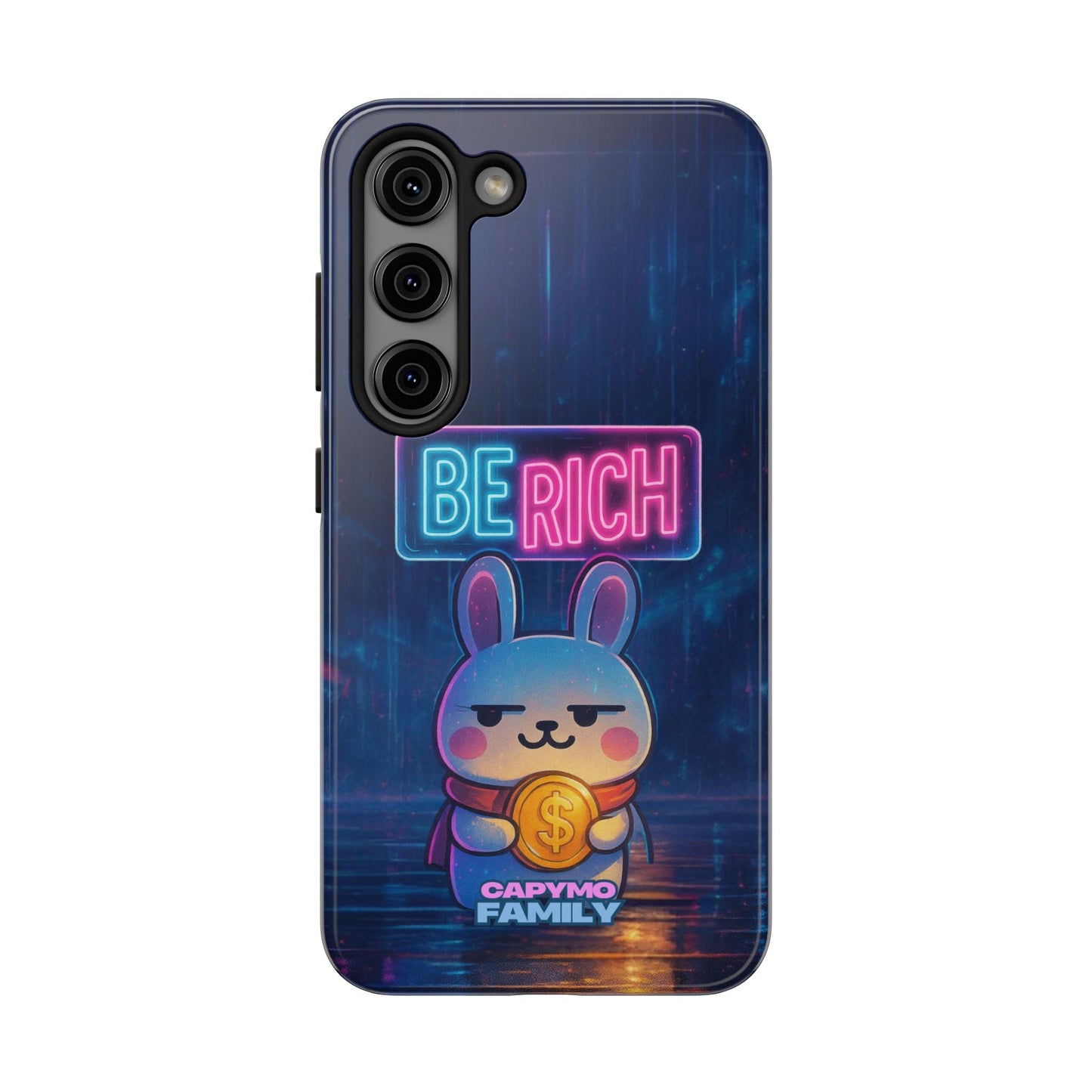Capymo Family Lucky Cute Cartoon Bunny Tough Phone Case – “Be Rich” Bunny "Toto" Phone Case - Capymo Family
