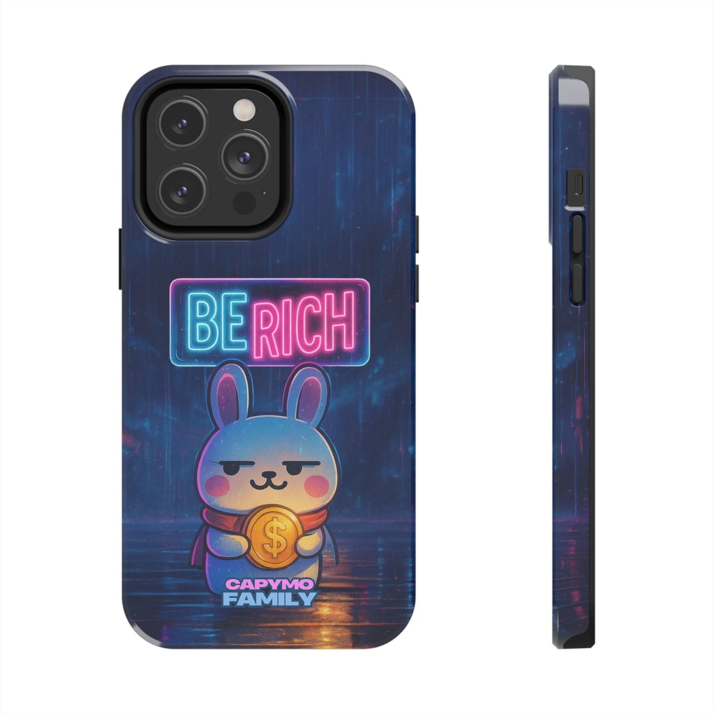 Capymo Family Lucky Cute Cartoon Bunny Tough Phone Case – “Be Rich” Bunny "Toto" Phone Case - Capymo Family