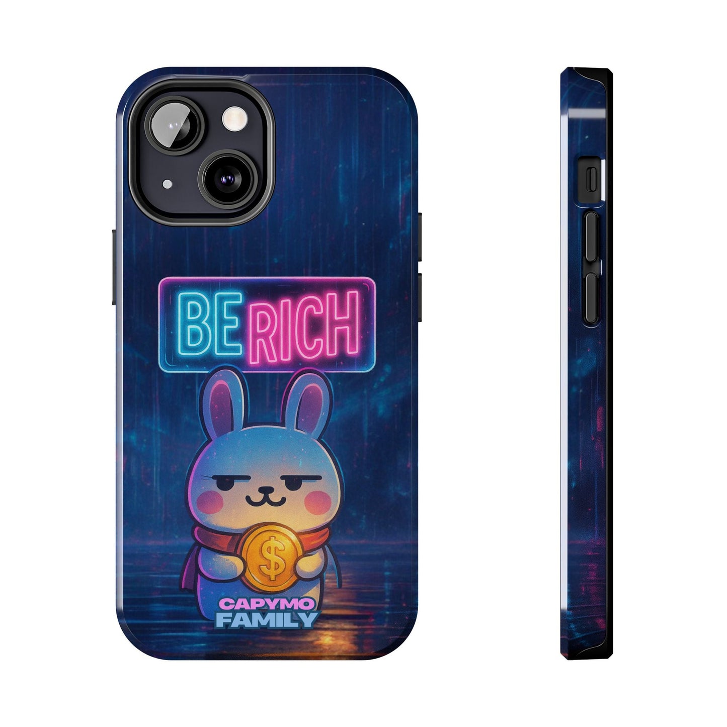 Capymo Family Lucky Cute Cartoon Bunny Tough Phone Case – “Be Rich” Bunny "Toto" Phone Case - Capymo Family