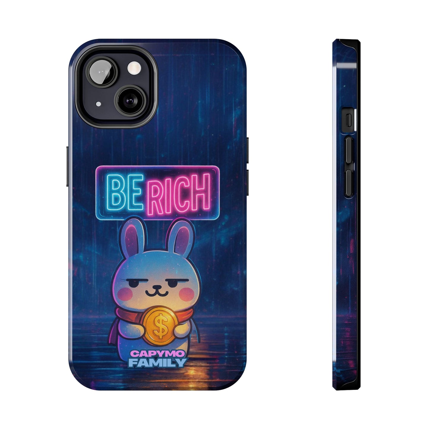 Capymo Family Lucky Cute Cartoon Bunny Tough Phone Case – “Be Rich” Bunny "Toto" Phone Case - Capymo Family