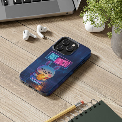 Capymo Family Lucky Cute Cartoon Bunny Tough Phone Case – “Be Rich” Bunny "Toto" Phone Case - Capymo Family