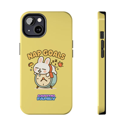 Capymo Family “Nap Goals” Phone Case – Cute Bunny Toto Sleeping on Alarm Clock Cover - Capymo Family