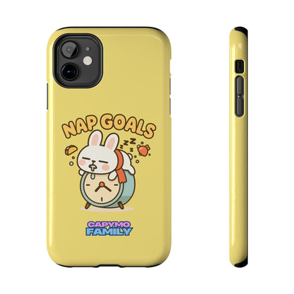 Capymo Family “Nap Goals” Phone Case – Cute Bunny Toto Sleeping on Alarm Clock Cover - Capymo Family