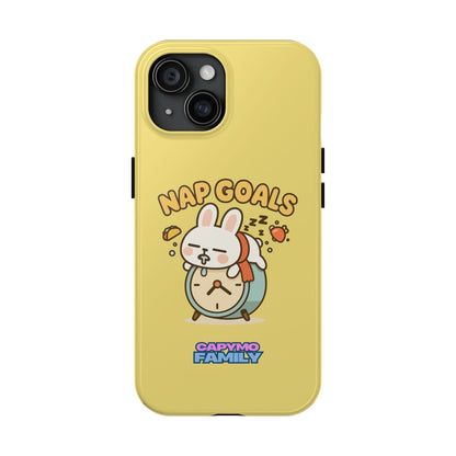 Capymo Family “Nap Goals” Phone Case – Cute Bunny Toto Sleeping on Alarm Clock Cover - Capymo Family