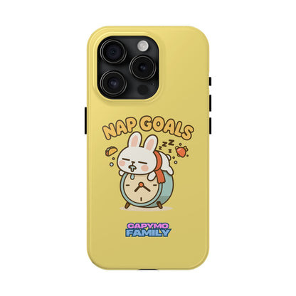 Capymo Family “Nap Goals” Phone Case – Cute Bunny Toto Sleeping on Alarm Clock Cover - Capymo Family