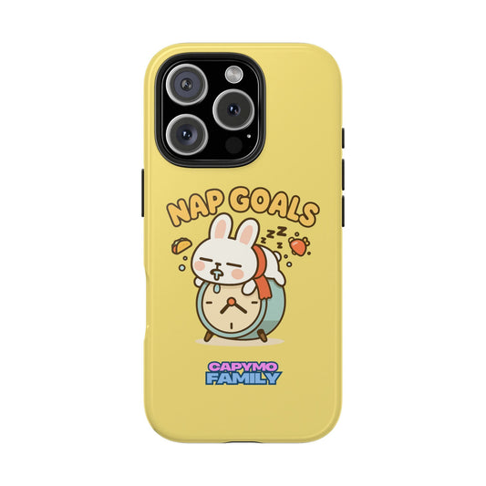 Capymo Family “Nap Goals” Phone Case – Cute Bunny Toto Sleeping on Alarm Clock Cover - Capymo Family