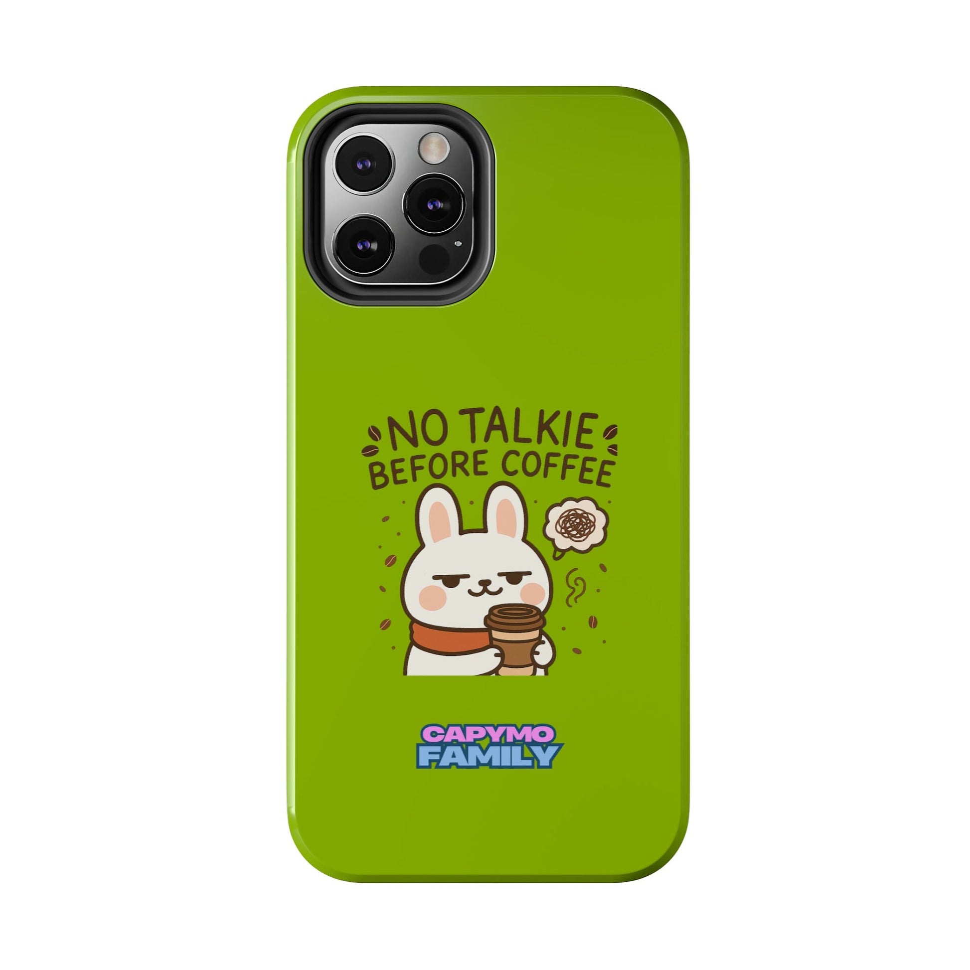 Capymo Family “No Talkie Before Coffee” Phone Case – Grumpy Bunny Morning Mood - Capymo Family