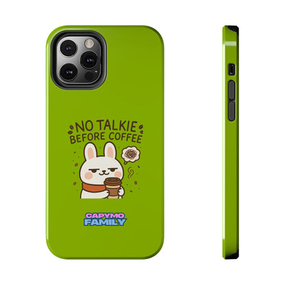 Capymo Family “No Talkie Before Coffee” Phone Case – Grumpy Bunny Morning Mood - Capymo Family