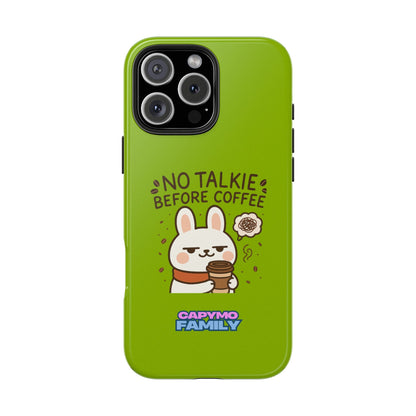 Capymo Family “No Talkie Before Coffee” Phone Case – Grumpy Bunny Morning Mood - Capymo Family