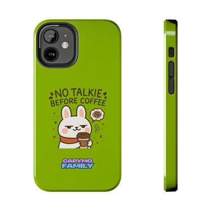 Capymo Family “No Talkie Before Coffee” Phone Case – Grumpy Bunny Morning Mood - Capymo Family