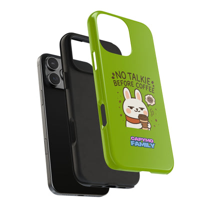 Capymo Family “No Talkie Before Coffee” Phone Case – Grumpy Bunny Morning Mood - Capymo Family