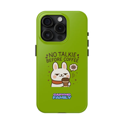Capymo Family “No Talkie Before Coffee” Phone Case – Grumpy Bunny Morning Mood - Capymo Family