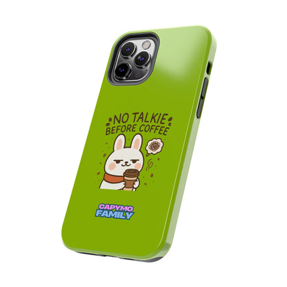Capymo Family “No Talkie Before Coffee” Phone Case – Grumpy Bunny Morning Mood - Capymo Family