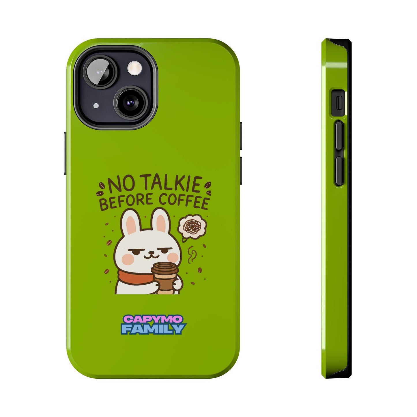 Capymo Family “No Talkie Before Coffee” Phone Case – Grumpy Bunny Morning Mood - Capymo Family
