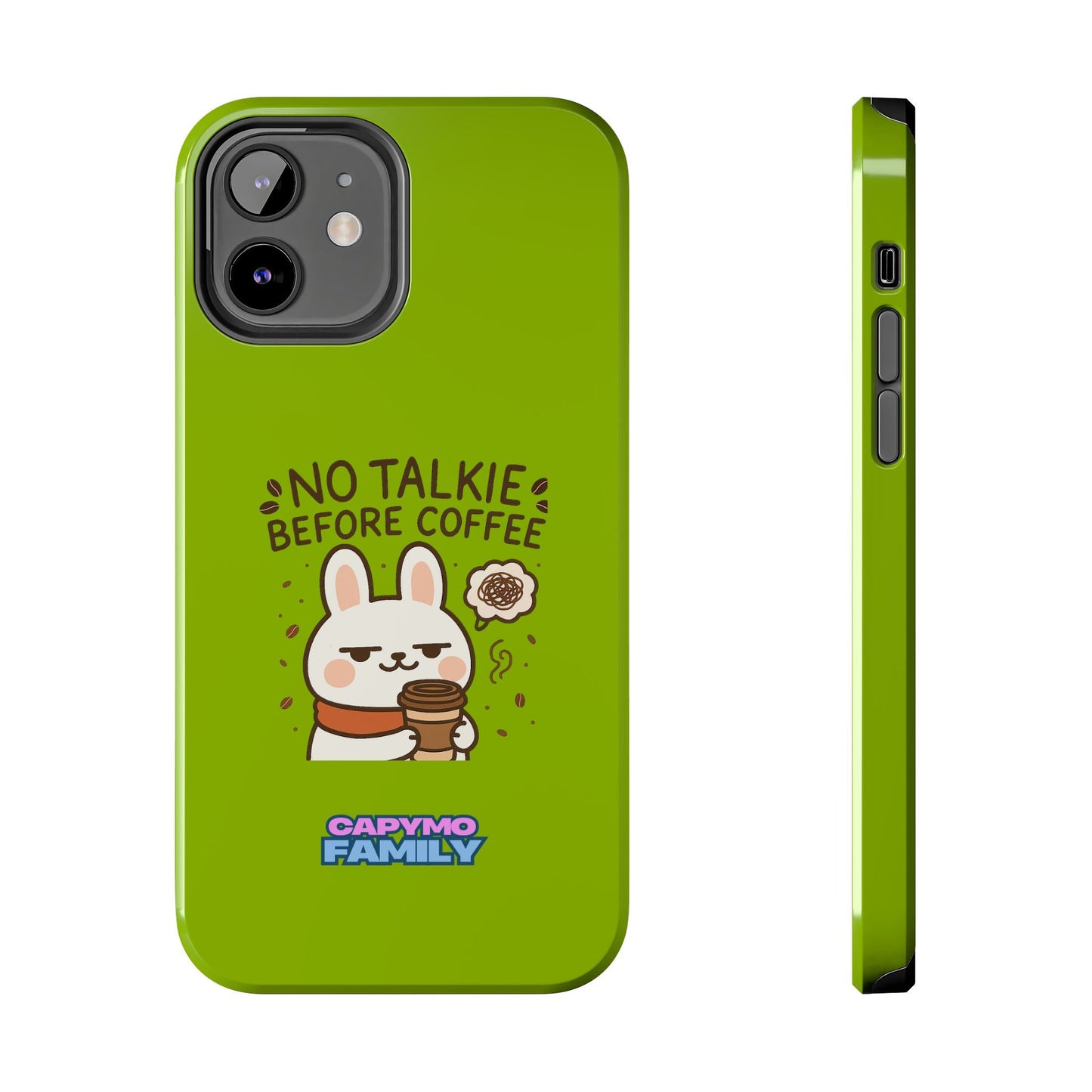 Capymo Family “No Talkie Before Coffee” Phone Case – Grumpy Bunny Morning Mood - Capymo Family