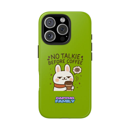 Capymo Family “No Talkie Before Coffee” Phone Case – Grumpy Bunny Morning Mood - Capymo Family