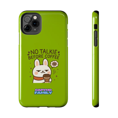 Capymo Family “No Talkie Before Coffee” Phone Case – Grumpy Bunny Morning Mood - Capymo Family