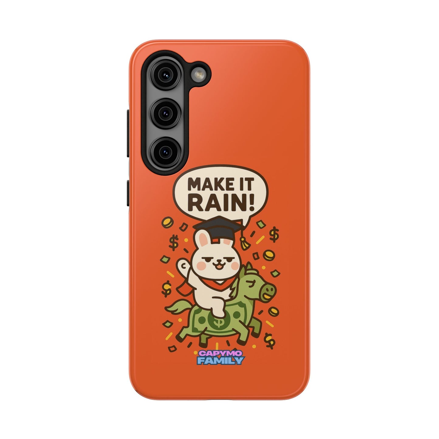 Capymo Family Playful Cute Cartoon Bunny Tough Phone Case –"Make It Rain" Bunny "Toto" Phone Case - Capymo Family