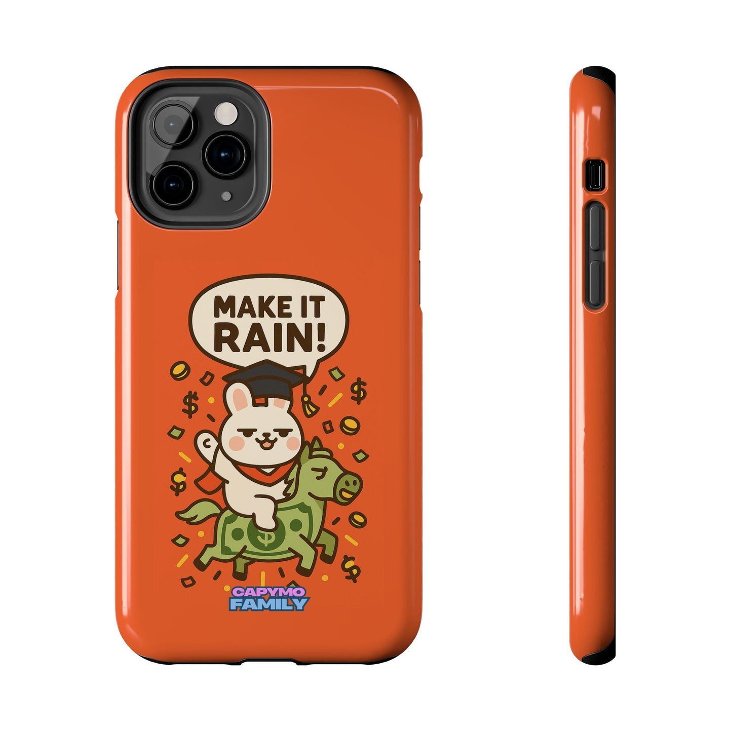Capymo Family Playful Cute Cartoon Bunny Tough Phone Case –"Make It Rain" Bunny "Toto" Phone Case - Capymo Family