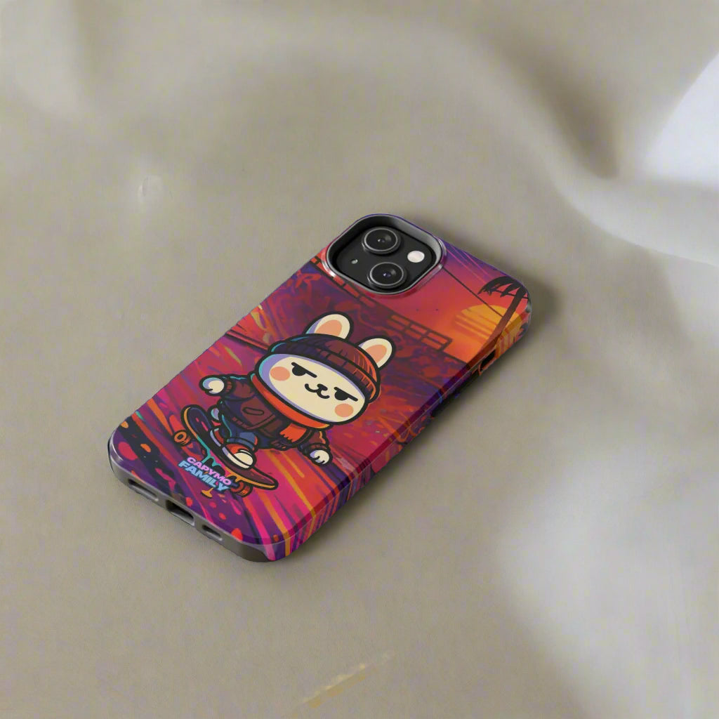 Capymo Family Sunset Skate Bunny Phone Case – Vibrant Skatepark Bunny "Toto" Phone Case - Capymo Family