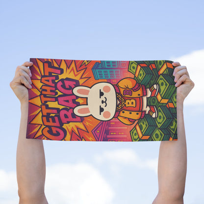 Capymo Family Vibrant Rally Towel - Get That Bag Bunny Design, Sports Towel, Gym Accessory, Colorful Beach Towel, Motivational Gift - Capymo Family