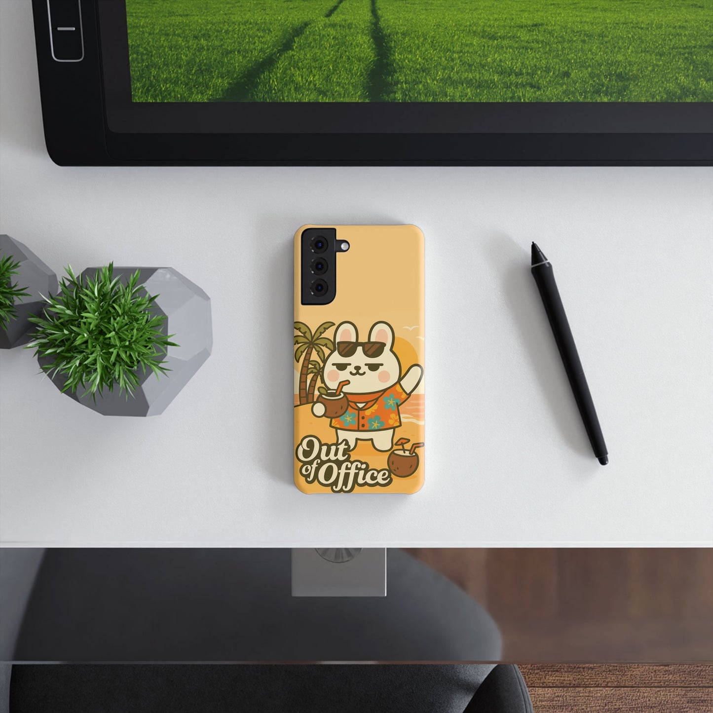 Out of Office Slim Snap Case, Cute Phone Cover, Relaxing Bunny Design, Summer Vibes, Fun Gift for Animal Lovers, Back to School, [...] - Capymo Family
