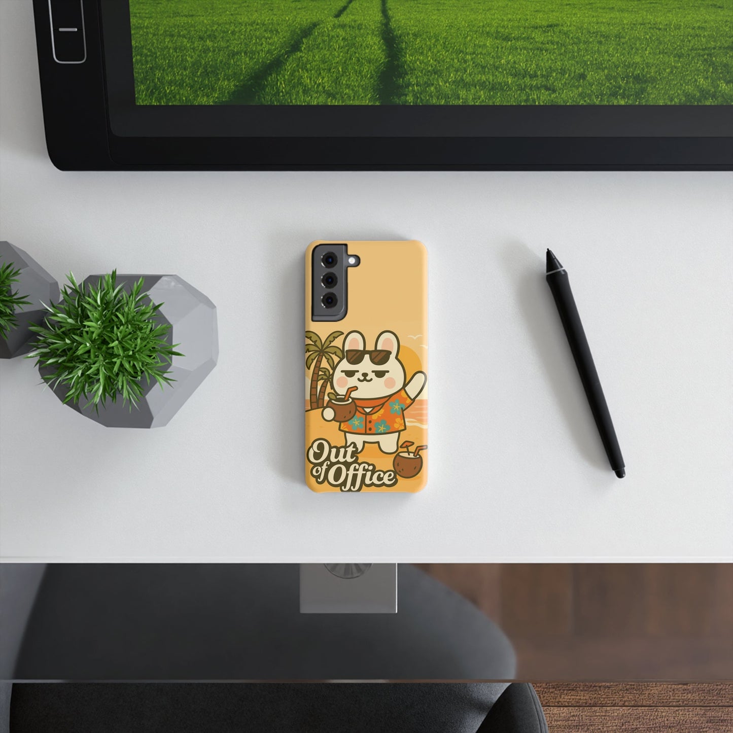 Out of Office Slim Snap Case, Cute Phone Cover, Relaxing Bunny Design, Summer Vibes, Fun Gift for Animal Lovers, Back to School, [...] - Capymo Family