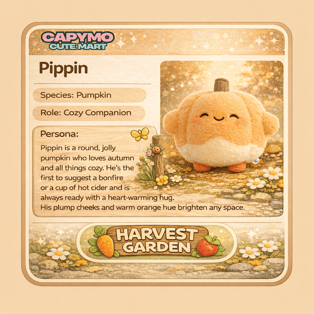 Pippin - The Pumpkin – Chubby Pumpkin Plush Charm - Capymo Cute Mart operated by Glitify LLC
