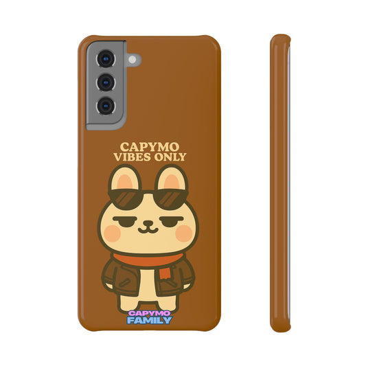 Slim Snap Case, Capymo Family Bunny Phone Cover, Cute Capymo VIBES ONLY Design, Cool Attitude Trendy Phone Case, Bomber Jacket Red Scarf - Capymo Family