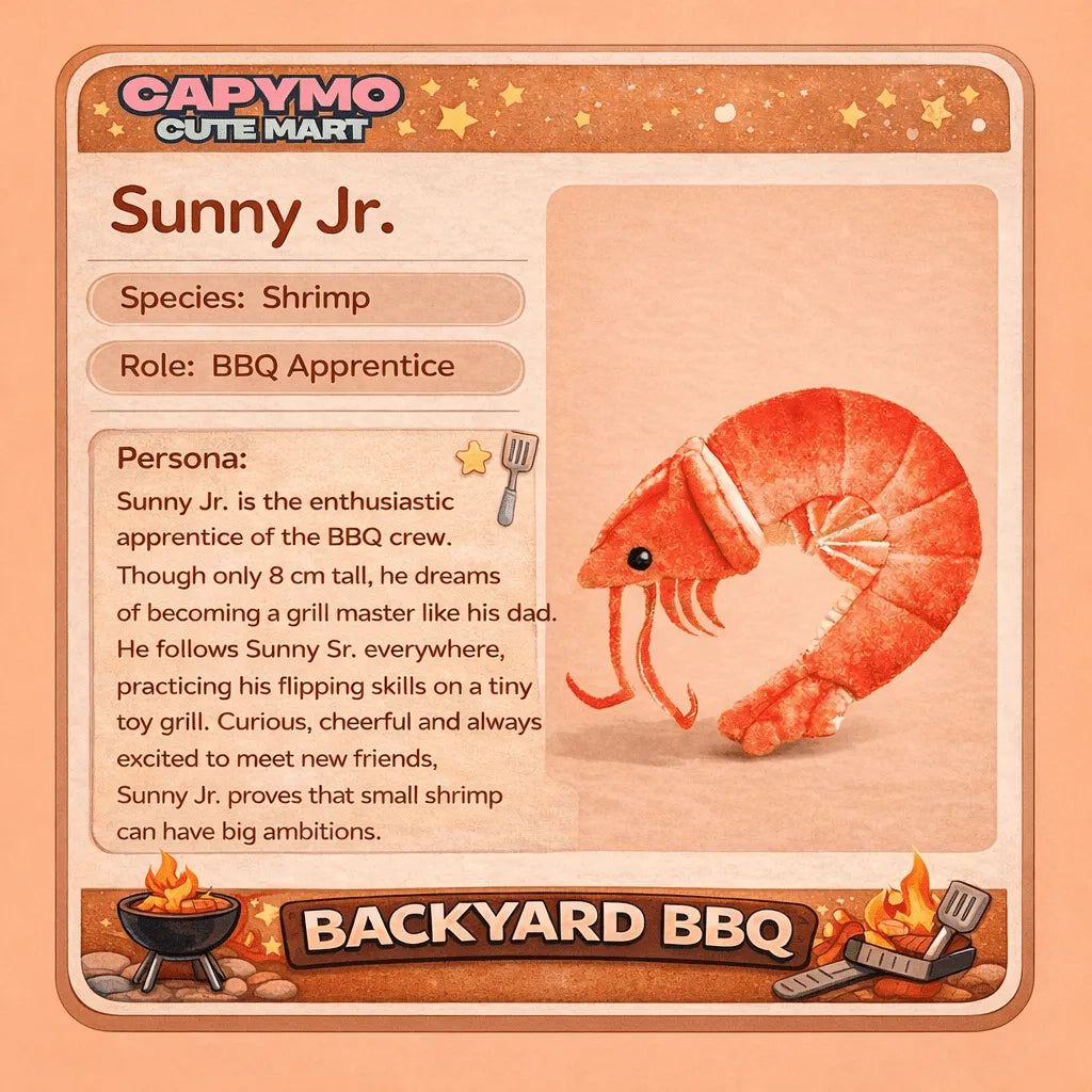 Sunny jr. -The Shrimp – Cooked Shrimp Plush Charm